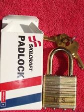 SKILCRAFT U.S. Padlock & 2 Keys Never Used Original Box Steel Lock Brass Keys picture