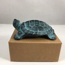 Japanese Cast Iron Green Pond Turtle Figure Statue Paperweight Home Garden Decor picture