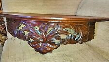Vintage Antique Ornate French Rococo Hand Carved Dark Wood Wall Bracket Shelf  picture