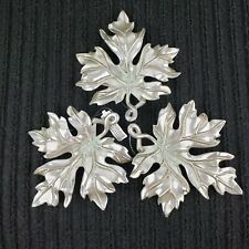 Dept 56 Leaf Ornaments Metallic Silver Over Plastic-Glitter Accent-Antiqued Look picture