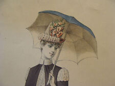 vintage PRINT:  LADY FASHION--from Ivan Pouillier Paris, torn on bottom & side picture