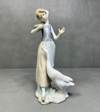 Lladro Girl Feeding Duck Goose Figurine #1052 Glossy 9 1/2