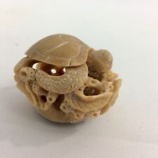 Vintage Tagua Nut Turtle Marine Figurine Hand Carved With A Lot Of Details. picture