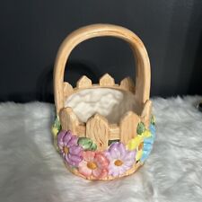 Vintage Porcelain Telefloral Basket With Handle Great As A Planter 6 X4 picture