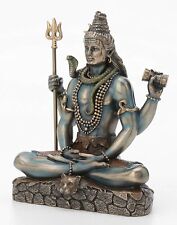 Bronze Finish Hindu God Lord Shiva The Destroyer Sitting On Lotus Home Decor picture