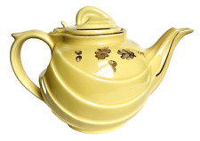 1930's Hall Teapot With Parade Acorns Hooked-Lid Yellow Metallic Gold Trim 6-Cup picture