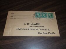 1909 LIVE OAK PERRY & GULF RAILROAD COMPANY ENVELOPE CHICAGO & KC RPO TRAIN 10 picture
