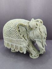 Fine Hand carved Elephant Statue Beautiful Hand artwork SOAP STONE 7 in Tall picture