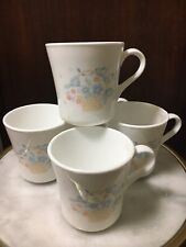 CORNING USA “Country Cornflower Blue Flower Basket” CUPS SET of 5 picture