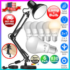 Led Desk Lamp Adjustable Swing Arm black 6pack 3000K WarmWhite LED Light Bulbs picture