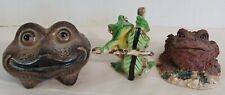 Lot of 3 Vintage FROGS Occupied Japan Cello, 1960's Pottery, 1999 TOAD HOLLOW picture