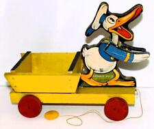 EX DISNEY 1937 FISHER PRICE DONALD DUCK DELIVERY CART PULL TOY#500(MADE 1 YEAR) picture