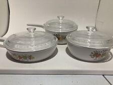 Vintage Corningware Set -3-Spice Of Life-Saucepans With Lids Oven-Range picture