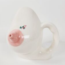 Vintage Ceramic Boob Breast Nipple Spout Mug Cup Flower Tattoo - 7 1/2