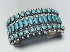 ONE OF THE BEST VINTAGE ZUNI EARLY TURQUOISE STERLING SILVER BRACELET OLD picture