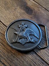 1970's Brass Belt Buckle Anheuser Busch King of Beers Indiana Metal Craft B89 picture