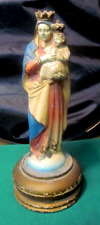 Antique (Metal?) Handpainted Virgin Mary Madonna w/ Child Jesus Chapel Statue? picture