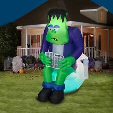 Gemmy 6 ft Halloween Inflatable Surprise Monster Toilet Scene with Sound  picture