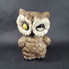 Vintage Atlantic Mold Winking Owl Ceramic Cookie Jar 10.5” 1970s Hand Painted picture