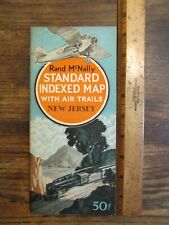 Antique Ephemera 1929 Rand McNally Folding New Jersey Railroad Airplane Map RARE picture