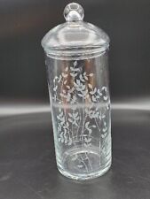 Pasabahce Turkey Apothecary Etched Trees Glass Jar w/lid  9.75