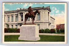 Boston MA-Massachusetts, Front of Art Museum Statue, Vintage c1924 Postcard picture