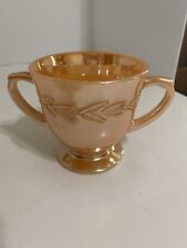 Fire King Sugar Bowl Anchor Hocking Peach Lustre Laurel Leaf Footed picture
