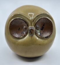 Owl Vintage Brown Drip Glazed Ceramic Large 8.5
