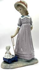 Lladro Pulling Doll Carriage 5044 Spain Retired Vintage 11”H picture