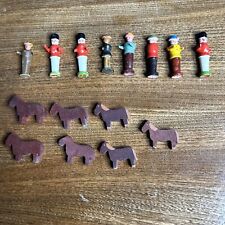 Vtg Germany Erzgebirge Wooden Miniature Towns People  And Animals picture