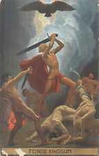 Enemies all around by Prof. Gebh. Fugel Red Cross cancel Germany c.1920 allegory picture
