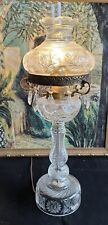 RARE 28 Vintage Victorian Banquet Cut Glass Crystal Lamp Star Pattern Crystal B picture
