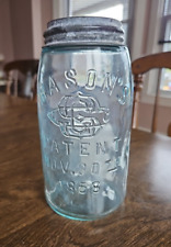 Antique Mason's Jar SGC Patent Nov 30 1858 Zinc Lid Rare Canning Jar Quart Size picture