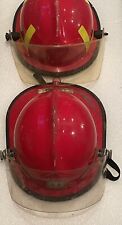 Lot Of 2 Vintage Cairns & Brothers 660-CN Red Fire Fighter Helmets With Visors picture