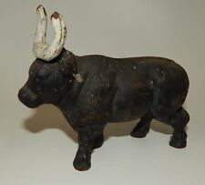 Vintage Old Cast Iron Long Horn Bull Steer Bank picture