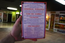VENEREAL DISEASES CAN BE CURED US PORCELAIN METAL SIGN CONDOM DOCTOR FUNNY GAS picture