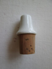 NOS Antique White Porcelain Barber Bottle Stopper Sprinkler Top with Cork Bottom picture