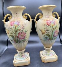 Antique Decorative Amphora Vases Handled Urn Hand Painted Tulips Porcelain picture