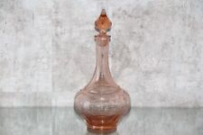 Pink glass decanter Antique carafe for wine whiskey brandy liquor bottle Vintage picture