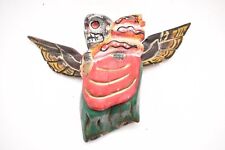 ATQ MEXICAN GUERRERO FOLK ART CARVED WOOD ANGEL SKELETON Cherub MASK DAY OF DEAD picture