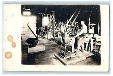 1913 Woodworking Shop Machinist Fairland Milford IN RPPC Photo Antique Postcard picture