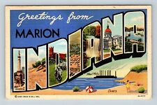 Marion IN, LARGE LETTER Greetings, Indiana c1942 Vintage Postcard picture