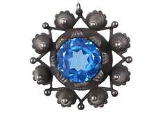 Antique Blue Topaz Sterling silver pendant/brooch picture