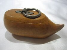 Antique Wooden Treen Shoe Snuff Box with Ring Handle picture