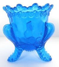 BOYD GLASS TRANSLUCENT TEAL BLUE FORGET ME NOT TOOTHPICK HOLDER 1 LINE #TP8 picture