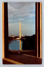 Washington DC, Washington Monument, Reflecting Pool, Vintage Souvenir Postcard picture