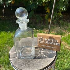 Vintage Wintergreen Golf Liquor Decanter Glass Square Etched Golfer Clear Bar picture