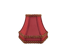 Chandelier Fabric Lamp Shade Mini Clip On Red/Burgundy Gold Trim picture