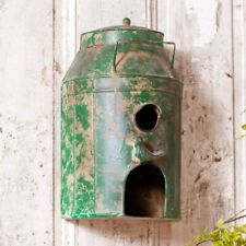 Milk Can Birdhouse in distressed green metal picture