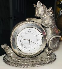 Reed & Barton The 1824 Collection  CAT & Mouse Clock Vintage 2002 Silver picture